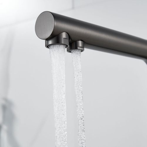 Смеситель для кухни Shevanik S468T с подключением фильтра питьевой воды, SUS304, оружейная сталь