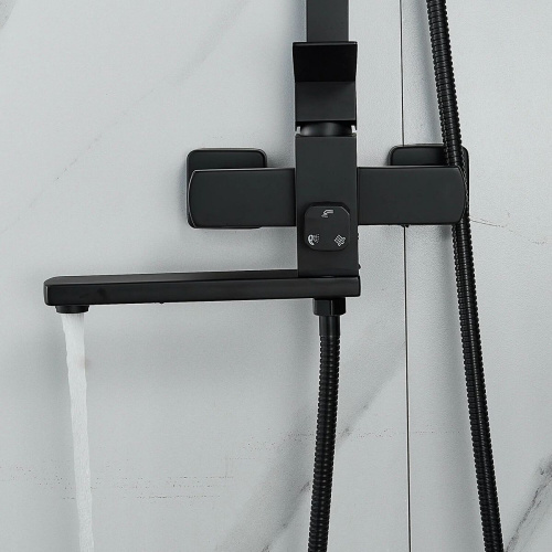 Душевая система Shevanik S7036H нержавеющая сталь, черный