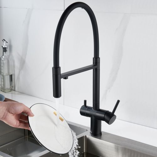 Смеситель для кухни Shevanik S178H с подключением фильтра питьевой воды, черный