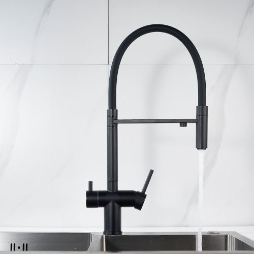 Смеситель для кухни Shevanik S178H с подключением фильтра питьевой воды, черный