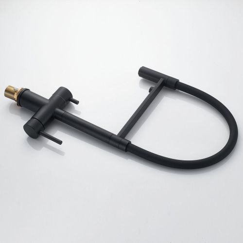 Смеситель для кухни Shevanik S178H с подключением фильтра питьевой воды, черный