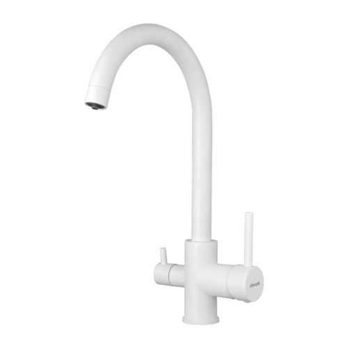 Смеситель для кухни Shevanik S128C с подключением фильтра питьевой воды, белый