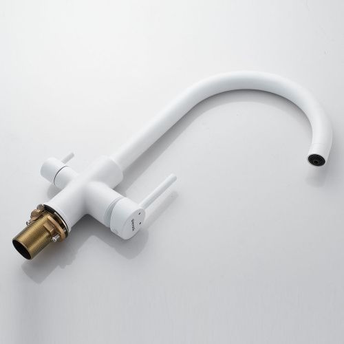 Смеситель для кухни Shevanik S128C с подключением фильтра питьевой воды, белый