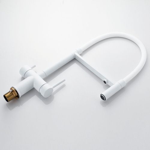 Смеситель для кухни Shevanik S178C с подключением фильтра питьевой воды, белый