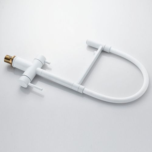 Смеситель для кухни Shevanik S178C с подключением фильтра питьевой воды, белый