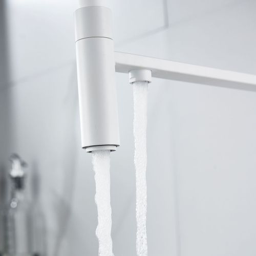 Смеситель для кухни Shevanik S178C с подключением фильтра питьевой воды, белый