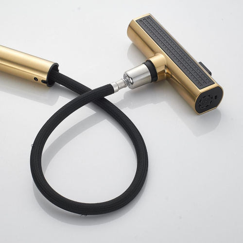 Смеситель для кухни Shevanik S263G вытяжной излив, золото