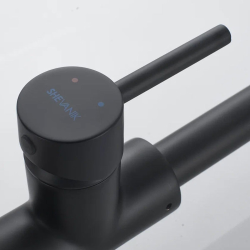 Смеситель для кухни Shevanik S128H с подключением фильтра питьевой воды, черный