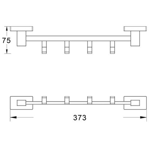 Планка с 4-мя крючками для ванной комнаты SHEVANIK SG5641H черный