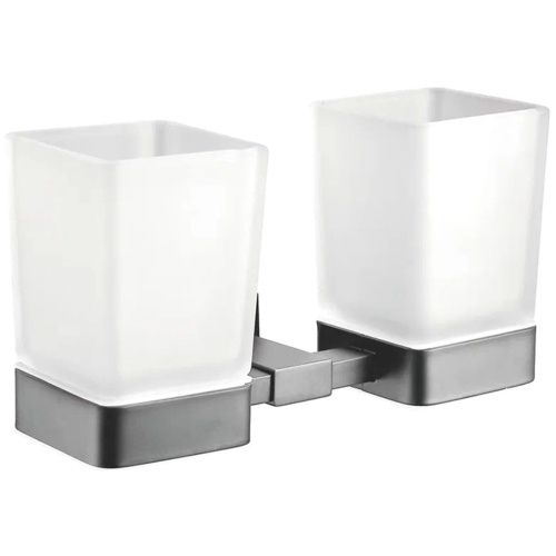 Подстаканник для ванной Shevanik SG5622T двойной, оружейная сталь