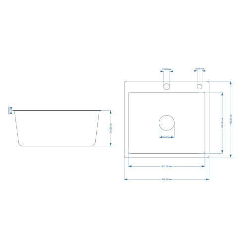 Мойка для кухни врезная Fmark FSC5545L сатин из нержавеющей стали, 55*45 см с сифоном