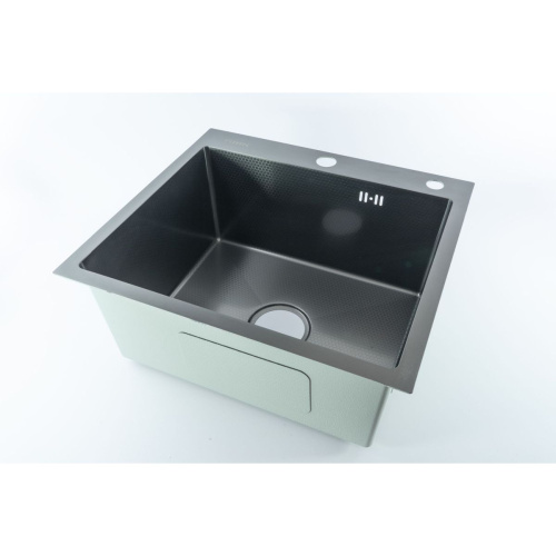 Мойка для кухни врезная Fmark FSC5045Q графит из нержавеющей стали, 50*45 см с сифоном