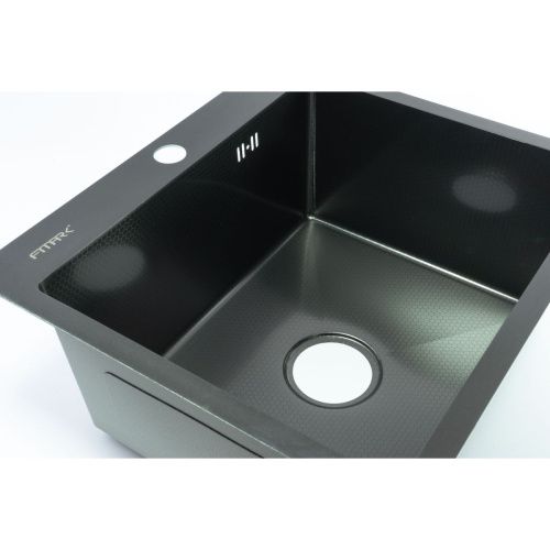 Мойка для кухни врезная Fmark FSC5545Q графит из нержавеющей стали, 55*45 см с сифоном