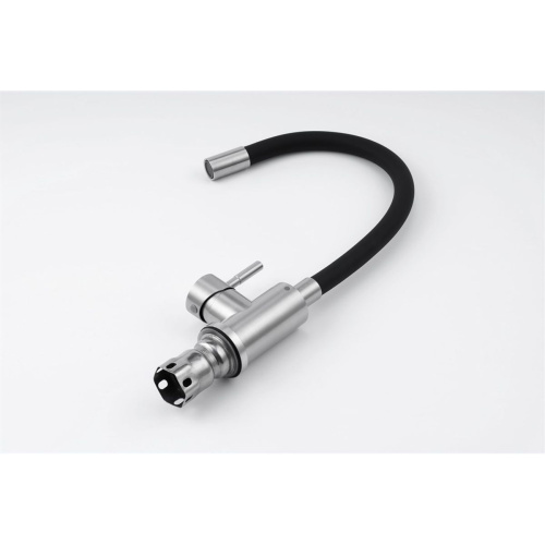 Смеситель для кухни Knotlor StreamLine SS-07 из нержавеющей стали,с гибким черный изливом
