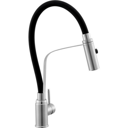 Смеситель для кухни Knotlor StreamLine SS-07 из нержавеющей стали,с гибким черный изливом