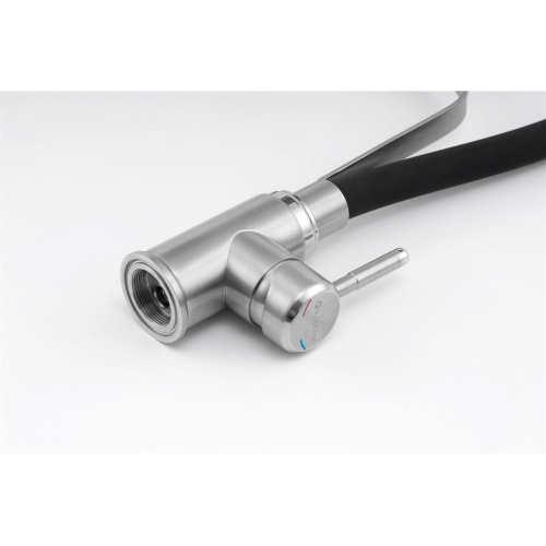 Смеситель для кухни Knotlor StreamLine SS-07 из нержавеющей стали,с гибким черный изливом