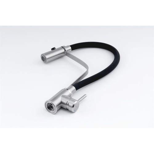 Смеситель для кухни Knotlor StreamLine SS-07 из нержавеющей стали,с гибким черный изливом
