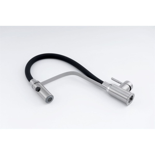 Смеситель для кухни Knotlor StreamLine SS-07 из нержавеющей стали,с гибким черный изливом