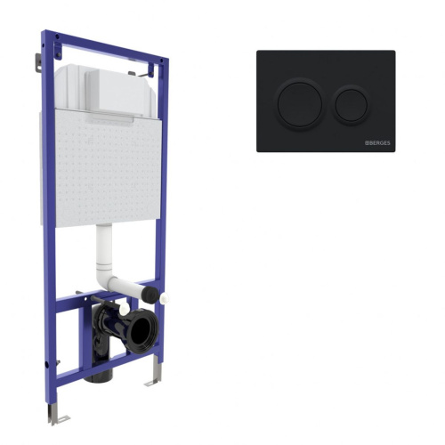 Инсталляция BERGES NOVUM 040265 с двухрежимной кнопкой O5 Soft Touch черная