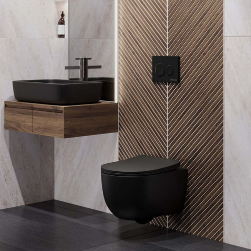 Инсталляция BERGES NOVUM 040265 с двухрежимной кнопкой O5 Soft Touch черная