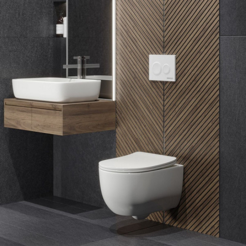 Инсталляция BERGES NOVUM 040264 с двухрежимной кнопкой O4 Soft Touch белая