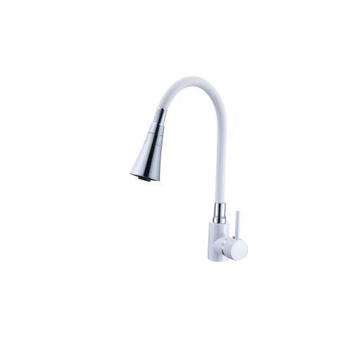 Смеситель для кухни Ammore A5510-3T силиконовым изливом белый/хром