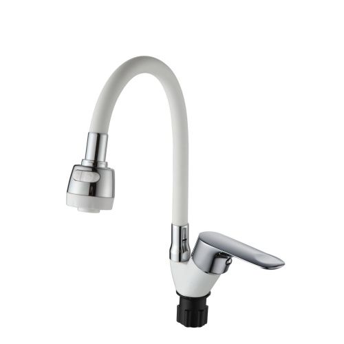 Смеситель для кухни Ammore A5008-3T силиконовым изливом белый/хром