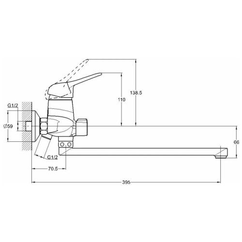 Смеситель для ванны D-Lin D146310-2 излив 400мм