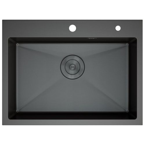 Мойка для кухни врезная D&K DKS605006 графит из нержавеющей стали, 60*50 см с сифоном, коландером, дозатором