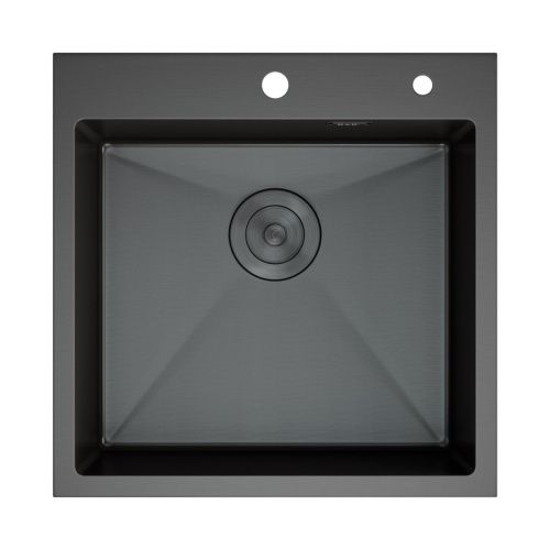 Мойка для кухни врезная D&K DKS505006 графит из нержавеющей стали, 50*50 см с сифоном, коландером, дозатором