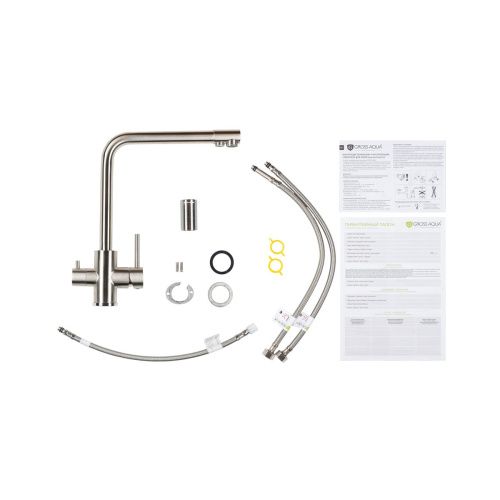 Смеситель для кухни GROSS AQUA GA3121609SS Neosteel с подключением к фильтру питьевой воды