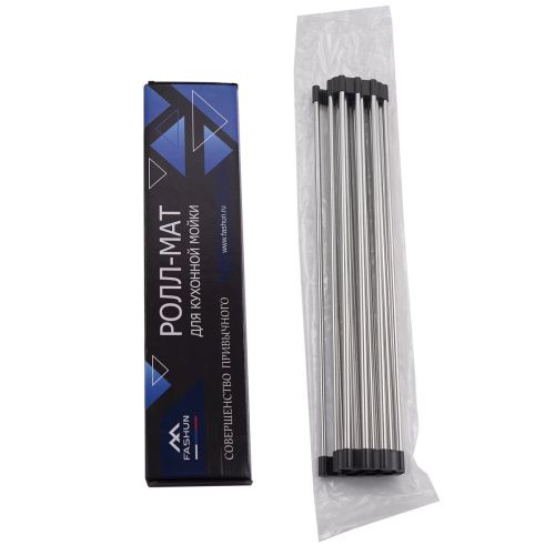 Ролл-мат для кухонной мойки FASHUN A404 сатин-чёрный из нержавеющей стали, 47*30.1 см