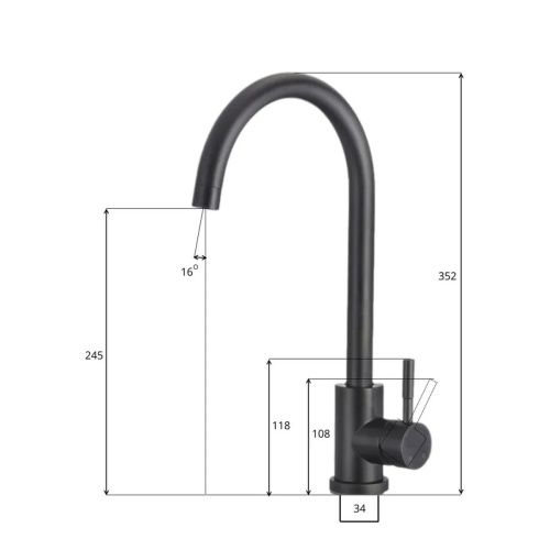 Смеситель для кухни D-Lin H155315-A нержавеющая сталь, черный