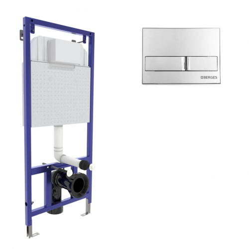 Инсталляция BERGES NOVUM 040213 с двухрежимной кнопкой L3 хром глянец