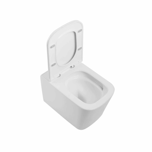 Унитаз подвесной SOLE CUBE TURBO с крышкой Soft-close БЕЗОБОДКОВЫЙ Ш-345, Д-525,В-360