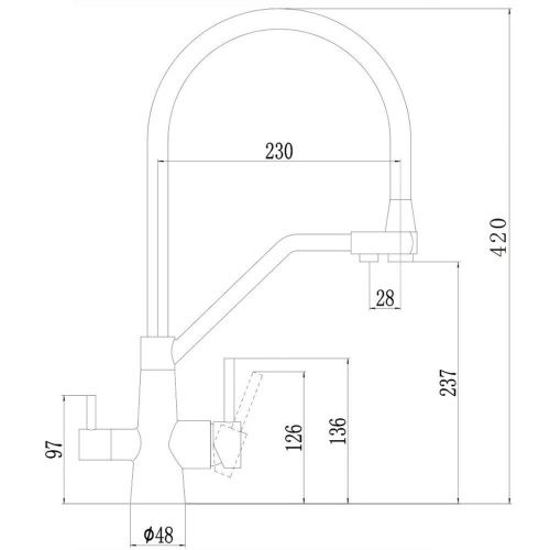 Смеситель для кухонной мойки Fmark FS0662-Q01 под фильтр питьевой воды, графит, с гибким изливом черный