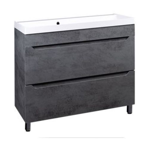 Тумба для ванной напольная AGATA АТ80-155 Фарос 80, Бетон темный, 2 ящика с раковиной Слим 80