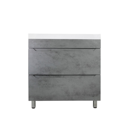 Тумба для ванной напольная AGATA АТ80-155 Фарос 80, Бетон темный, 2 ящика с раковиной Слим 80