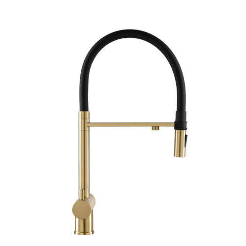 Смеситель для кухни GROSS AQUA 3188611SSMGB Neosteel матовое золото, с подключением к фильтру питьевой воды