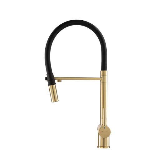 Смеситель для кухни GROSS AQUA 3188611SSMGB Neosteel матовое золото, с подключением к фильтру питьевой воды