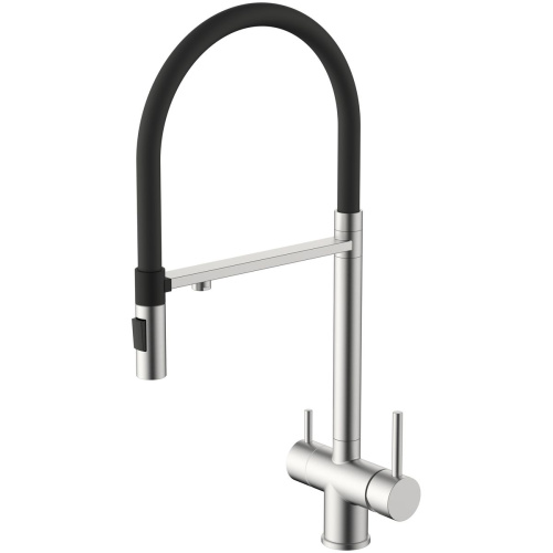 Смеситель для кухни GROSS AQUA 3188611SSB Neosteel нержавеющая сталь, с подключением к фильтру питьевой воды