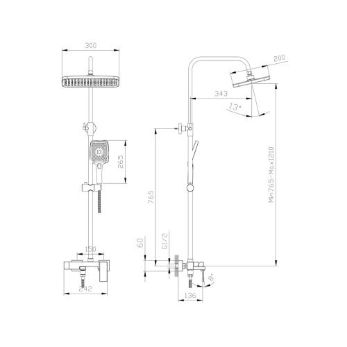 Душевая стойка со смесителем RUSH Thira TR3635-50White белый