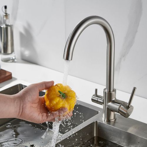 Смеситель для кухни Shevanik S128L с подключением фильтра питьевой воды, сатин