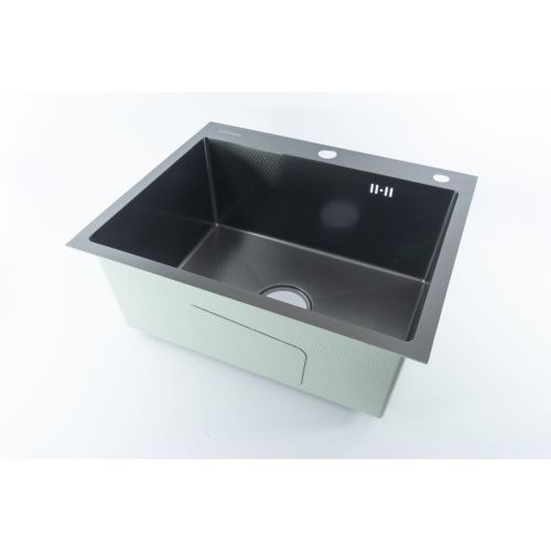 Мойка для кухни врезная Fmark FSC6050Q графит из нержавеющей стали, 60*50 см с сифоном