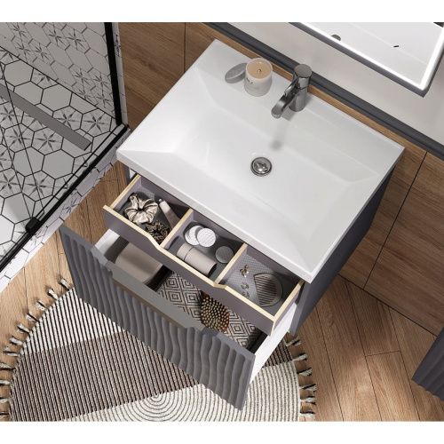 Тумба подвесная Mirage 60.1Y tpMIRAGE60.1Y-07 + Органайзер OrgMirage60-16 с раковиной Prime 60 78857