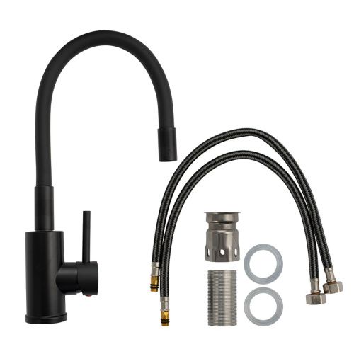 Смеситель для кухни САНАКС 13064 черный с гибким изливом из нержавеющей стали