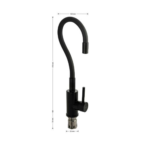 Смеситель для кухни САНАКС 13064 черный с гибким изливом из нержавеющей стали