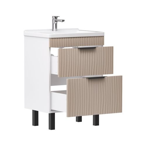 Тумба для ванны напольная VOLNA Lotty 60.2Y tnLOTTY60.2Y-13 Латте с раковиной Миранда 60