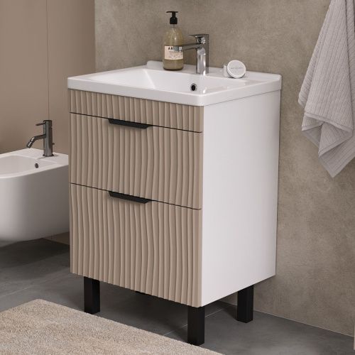 Тумба для ванны напольная VOLNA Lotty 60.2Y tnLOTTY60.2Y-13 Латте с раковиной Миранда 60