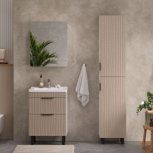 Тумба для ванны напольная VOLNA Lotty 60.2Y tnLOTTY60.2Y-13 Латте с раковиной Миранда 60